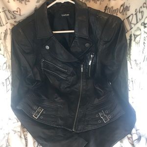 🔥 Black Leather Bebe Moto Jacket 🧥